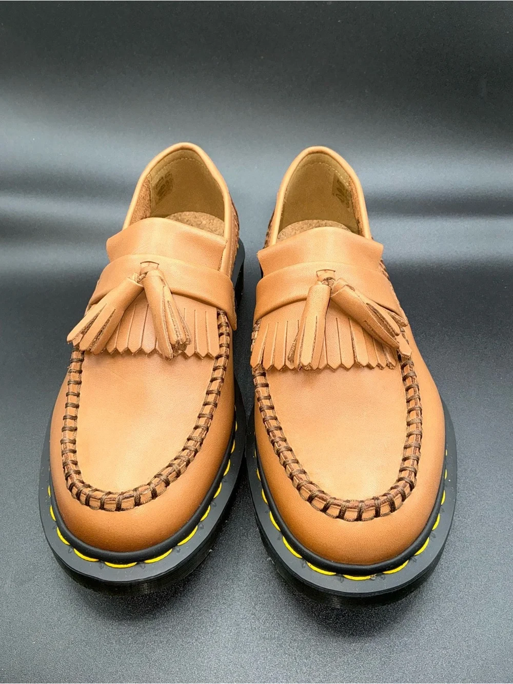 Dr. Martens Tan Leather Tassel Loafers with Fringe